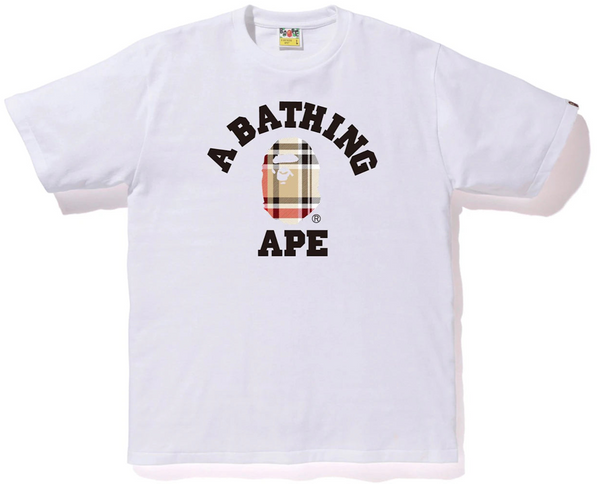 BAPE Check College Tee White/Beige