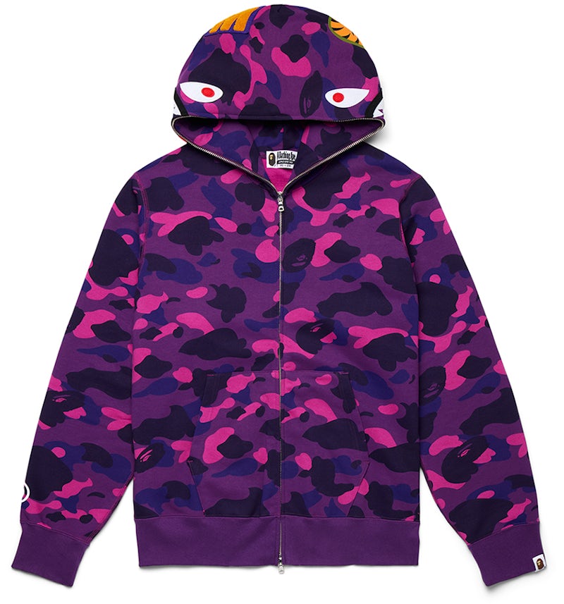 BAPE Color Camo Shark Full Zip Hoodie Purple