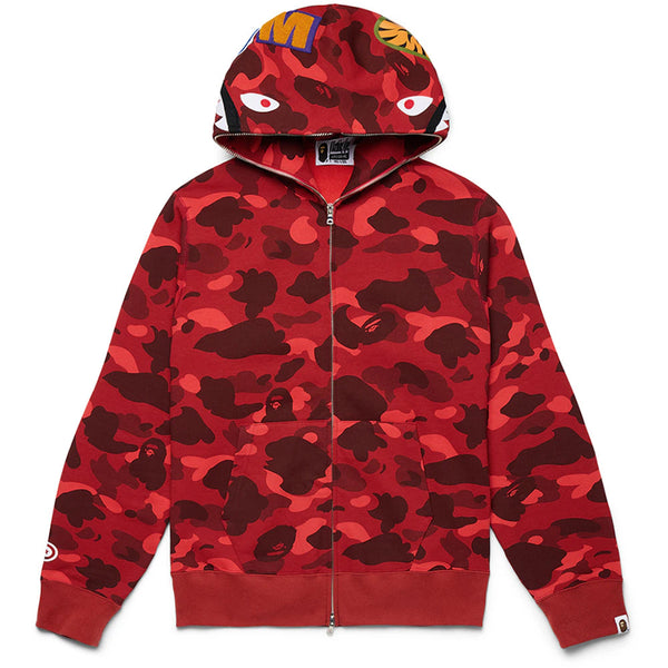 BAPE Color Camo Shark Full Zip Hoodie Red