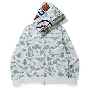 BAPE Space Camo Shark Full Zip Double Hoodie White