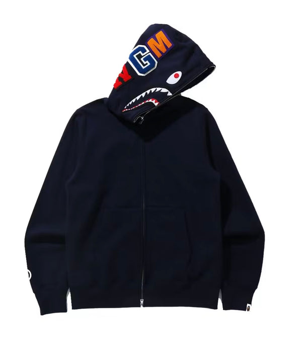 BAPE Shark Full Zip Felpa con cappuccio (FW21) Blu navy