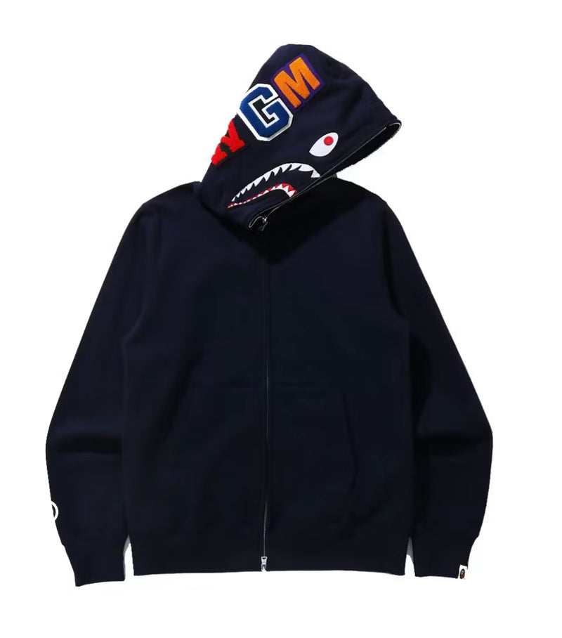 BAPE Shark Full Zip Felpa con cappuccio (FW21) Blu navy