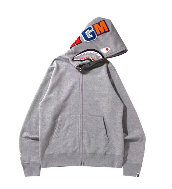 BAPE Shark Felpa con cappuccio e zip intera (SS22) Grigio
