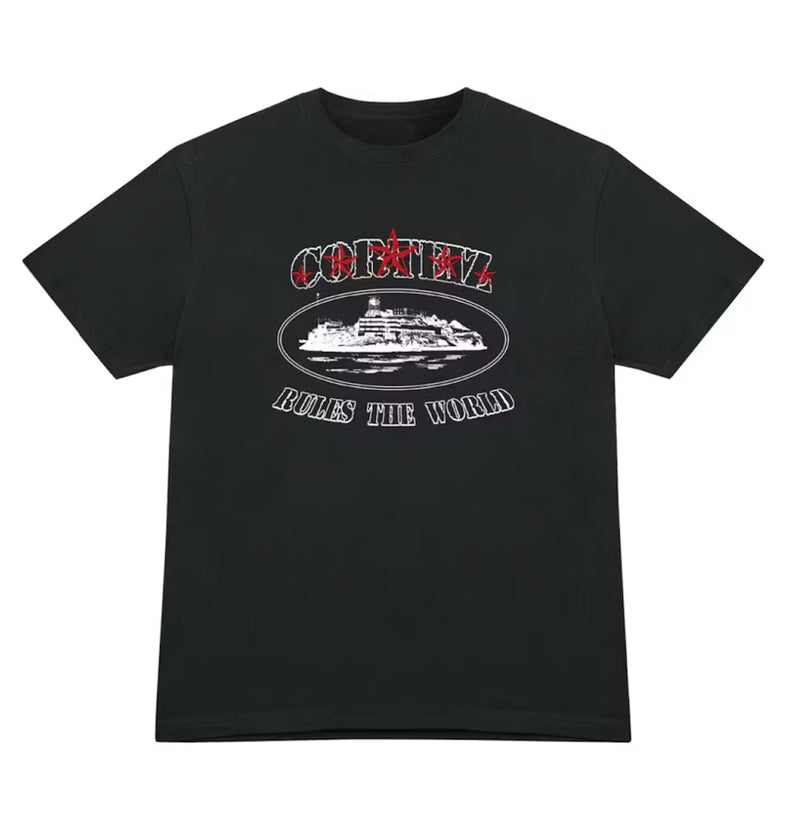Corteiz 5 Starz Alcatraz Tee Nero
