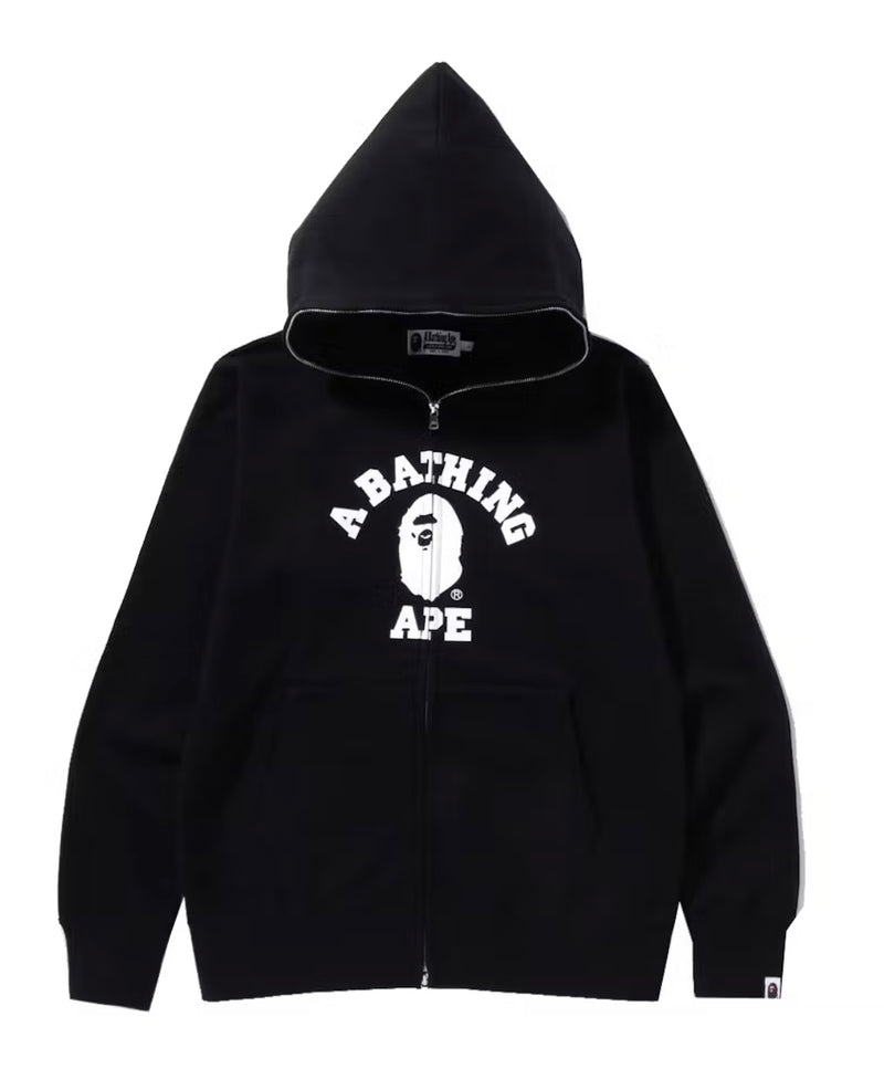 BAPE College Full Zip Felpa con cappuccio Nero