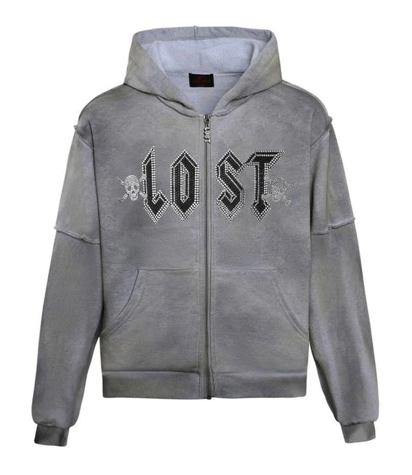 Lost Intricacy "Grey Grunge" Zip Up Hoodie