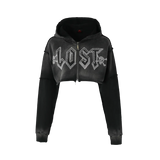 Lost intricacy "Black" Crop Zip Up Hoodie women