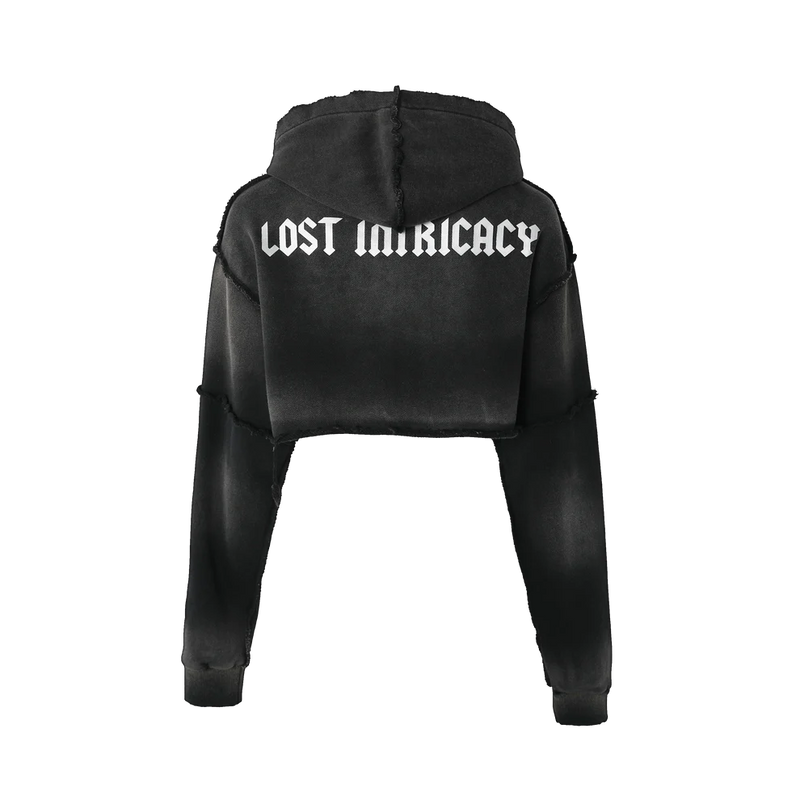 Lost intricacy "Black" Crop Zip Up Hoodie women