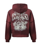Lost Intricacy Burgundy Rhinestone Zip-Up Hoodie