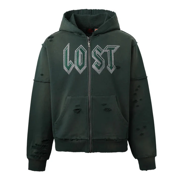Lost Intricacy 'Rhinestone' Emerald Hoodie