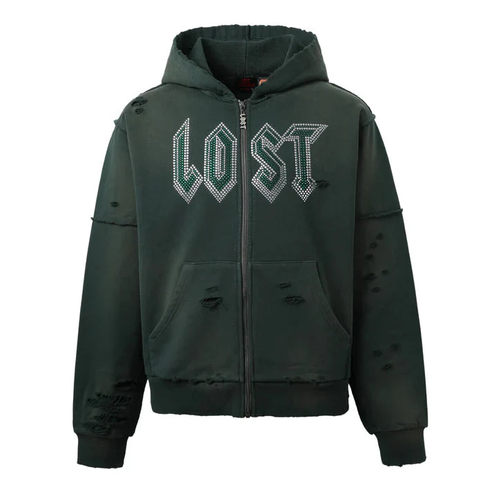 Lost Intricacy 'Rhinestone' Emerald Hoodie