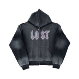 LOST INTRICACY CHAMBER- Black Washed hoodie