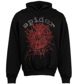 Sp5der OG Rhinestone Logo Hoodie Black